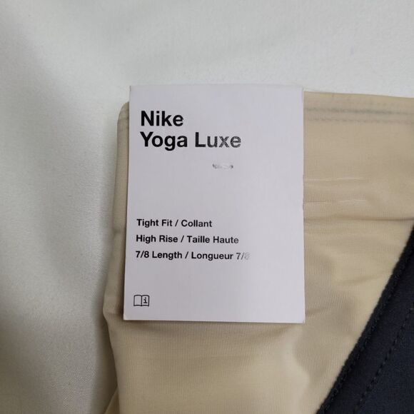 $100 NEW 1X NIKE YOGA LUXE BLACK NUDE TAN FEMININE CURVE SOFT LEGGINGS NWT - Picture 7 of 9